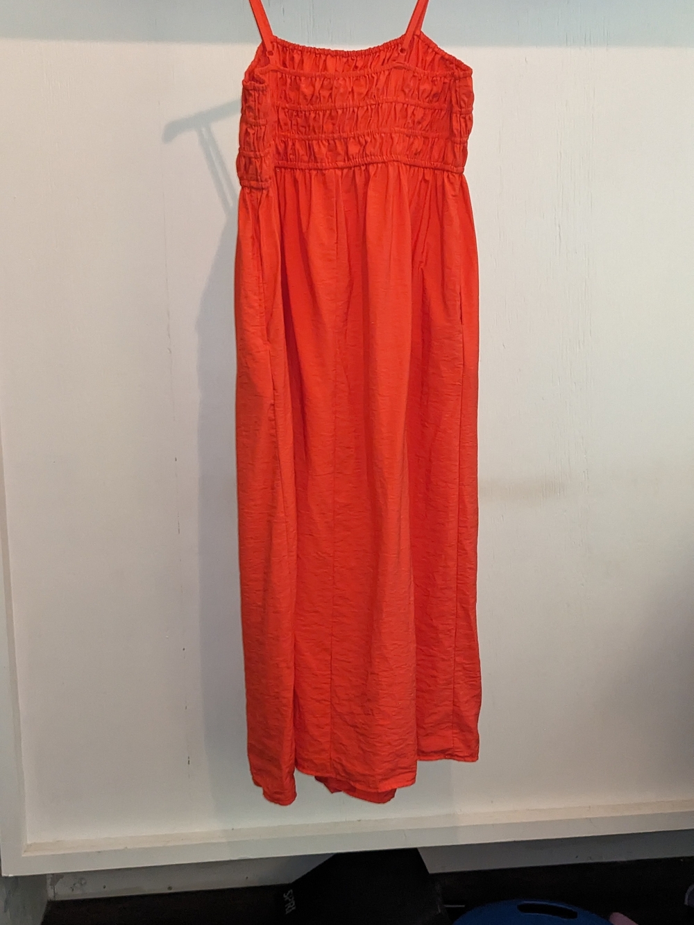 A New Day Red Orange Smocked Strap Maxi Dress Summer Wedding Guest Hamptons Week - Picture 6 of 8